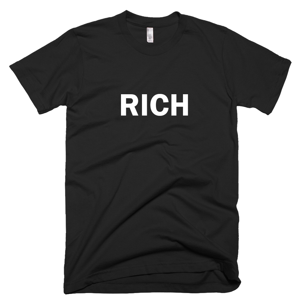 Short Sleeve Black "RICH" text t-shirt 