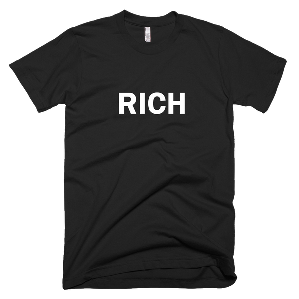 Short Sleeve Black "RICH" text t-shirt 